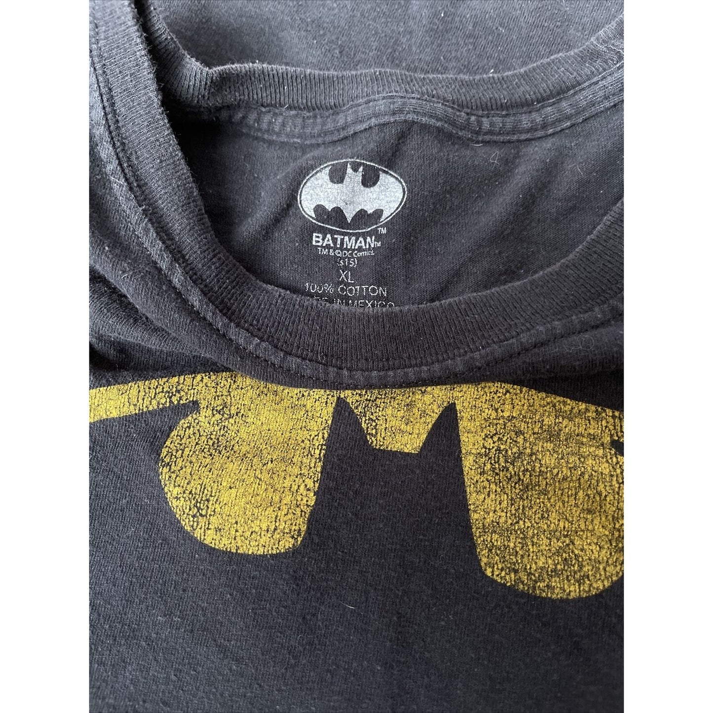 Batman Black XL Cotton T-shirt short sleeve Yellow logo