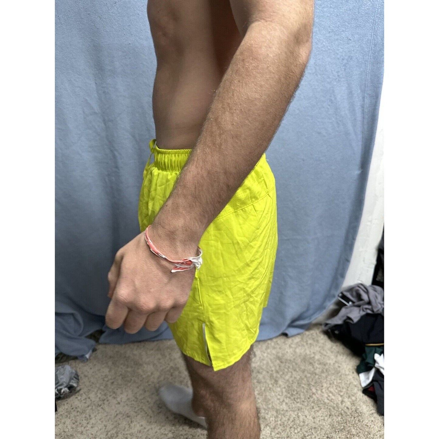 Men’s Neon Yellow DSG Medium Shorts With Pockets And Inner Lining