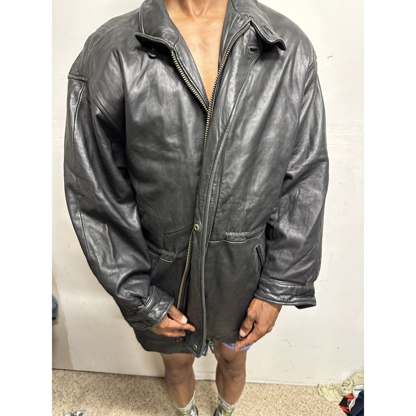 Men’s Large Black Bachrach Genuine Leather Jacket