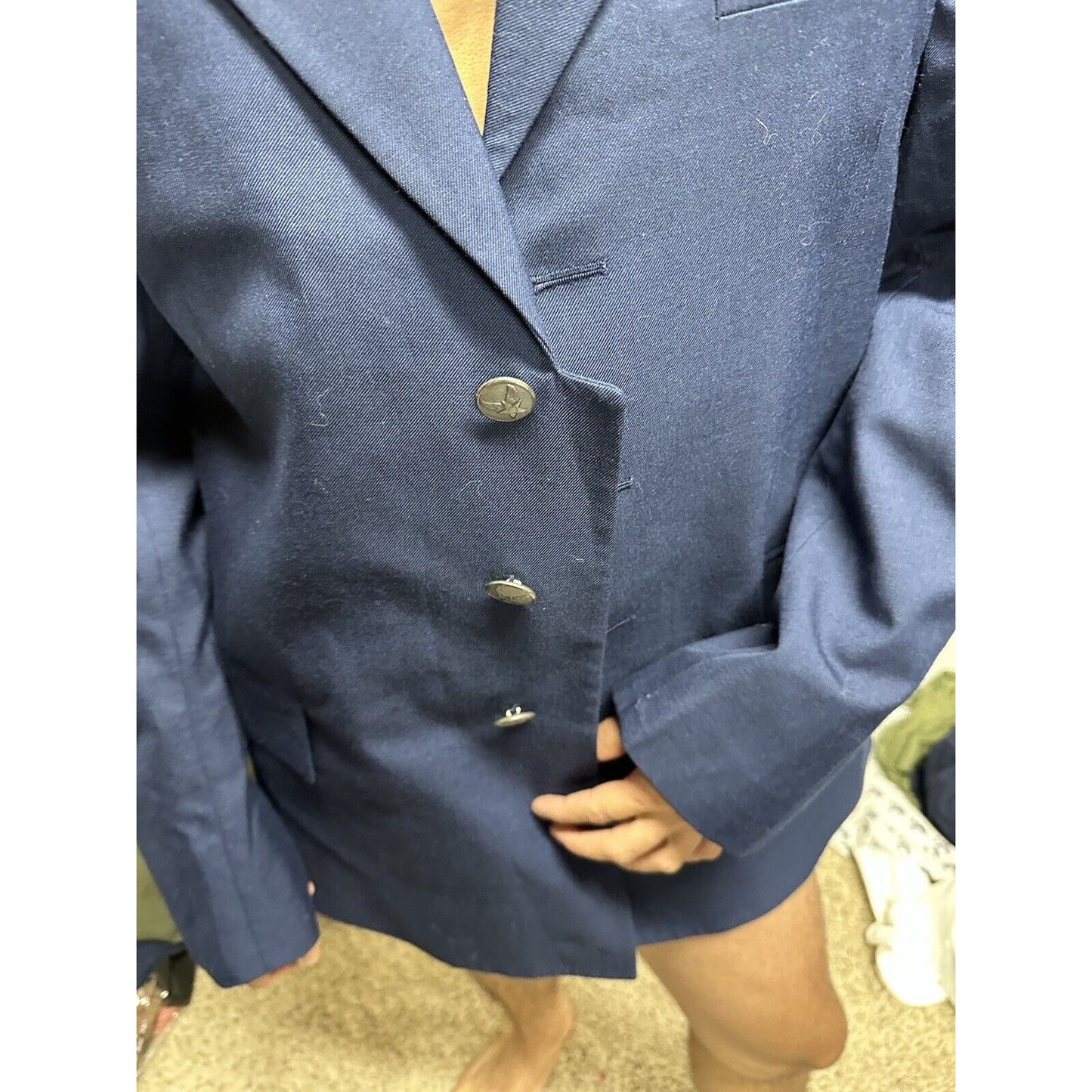 Men’s USAF Air Force Service Dress Coat Jacket Uniform 40R With Sewn Rank