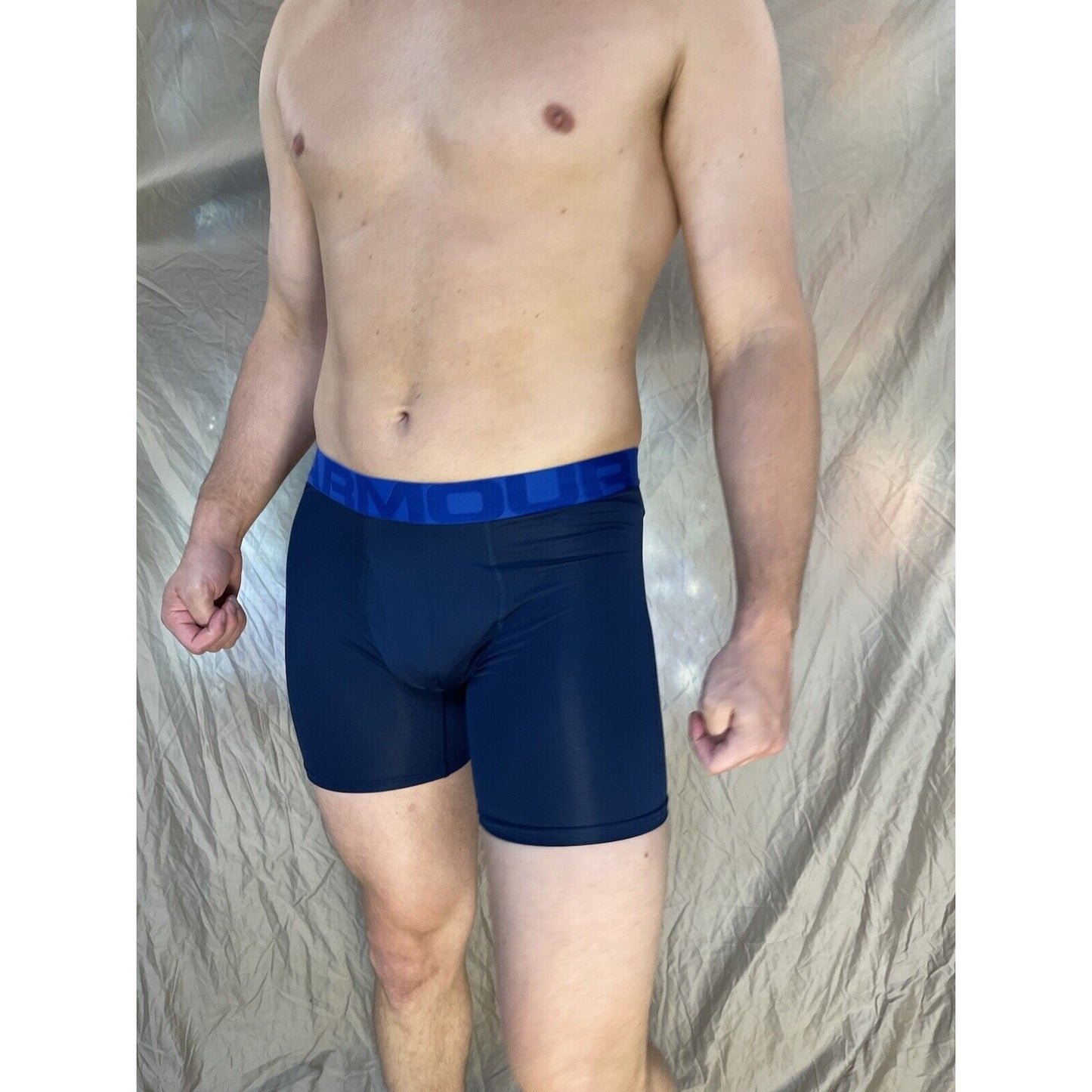 men's small under armour navy blue the tech mesh boxerjock