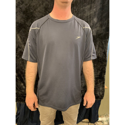 Men’s Speedo UV Block The Burn Swim Shirt Gray Size Large