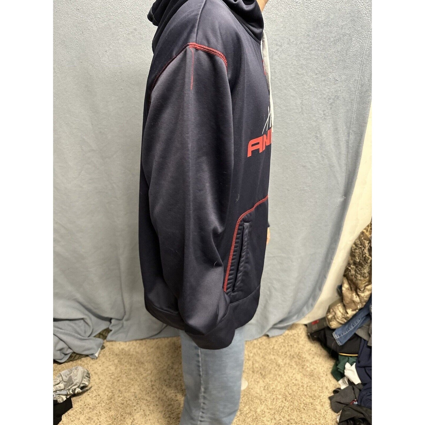 Men’s Dark Blue And Red AND1 Pullover Hoodie 2XL