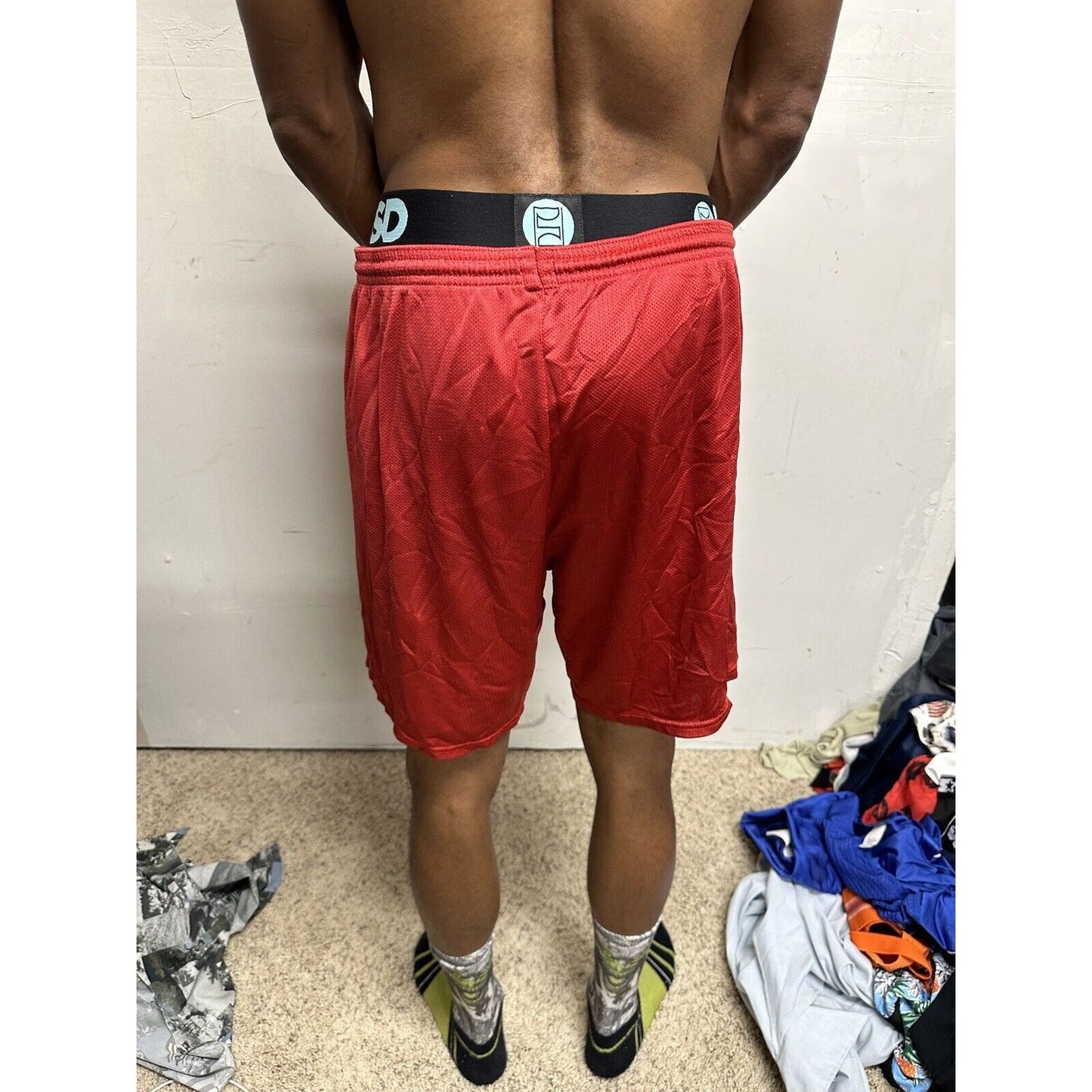 Men’s Large Red Lancer Wrestling Athletic Shorts No Pockets
