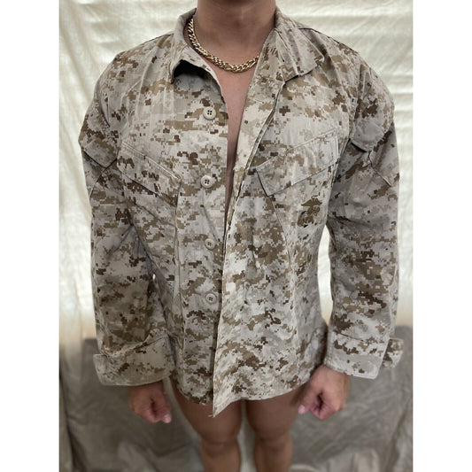 men's usmc marines top blouse desert camo small short american apparel