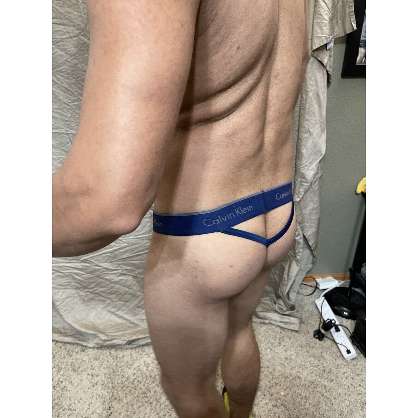Men's Calvin Klein Microfiber Stretch Y-back thong Dark blue Large
