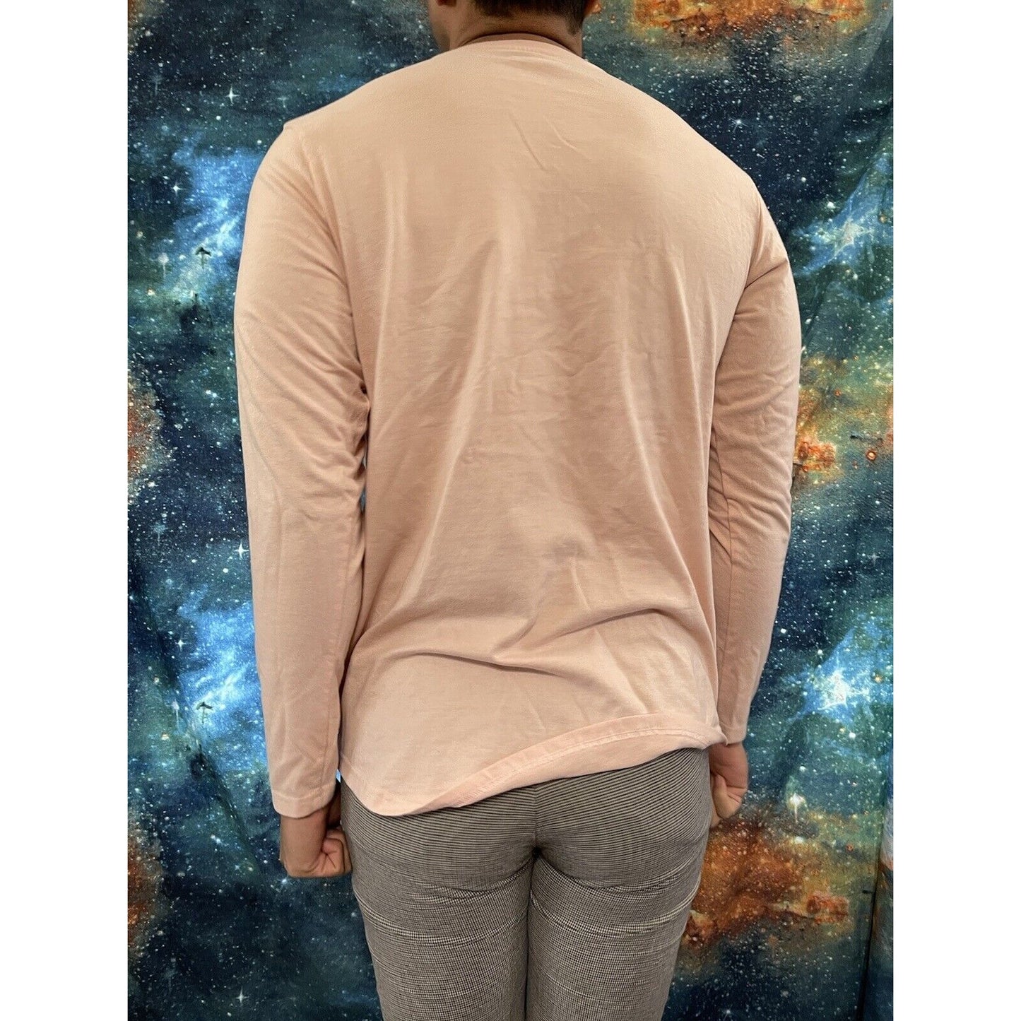 Men’s Fashion nova large long sleeve side zipper pullover Peach Color