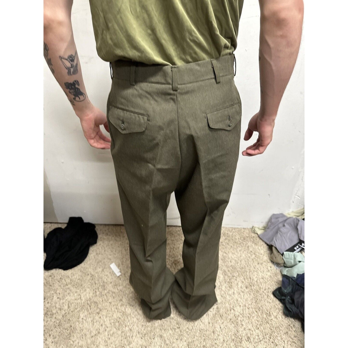 Men’s Usmc Marines Green Size 35L Wool Uniform Pants  Only