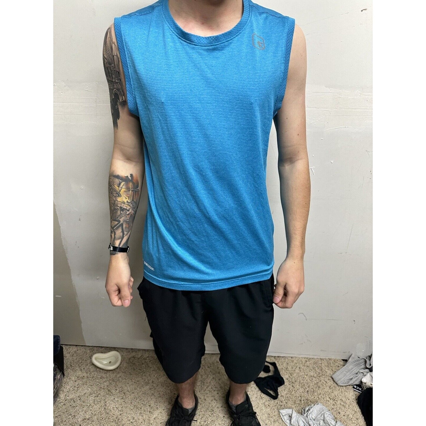 Men’s Teal Blue And1 Muscle Shirt Small Sleeveless