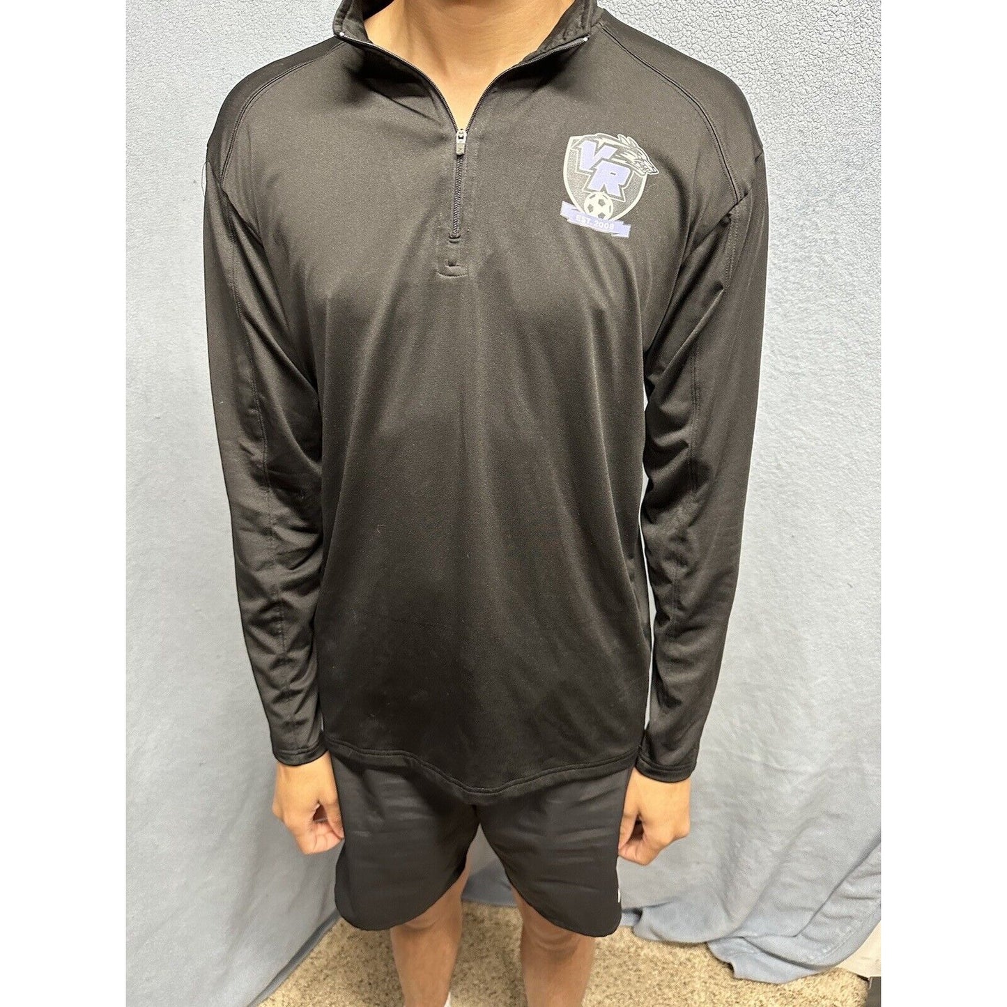 Men’s Black BSN Sports Large Quarter Zip Pullover Vista Ridge High School Soccer