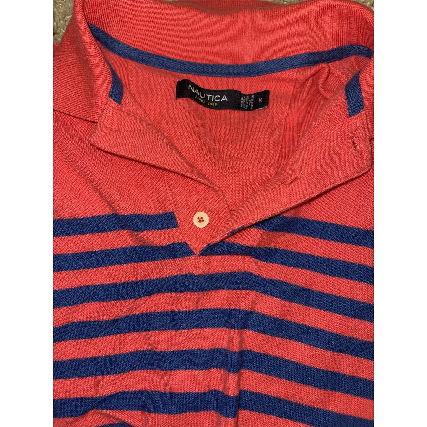 Men’s Nautica Medium Pink/Blue Striped Short Sleeve