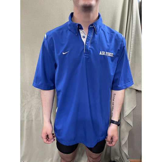 Nike Team Fit-Dry Mens Air Force Falcons Blue White Coaches Polo Shirt Med EUC