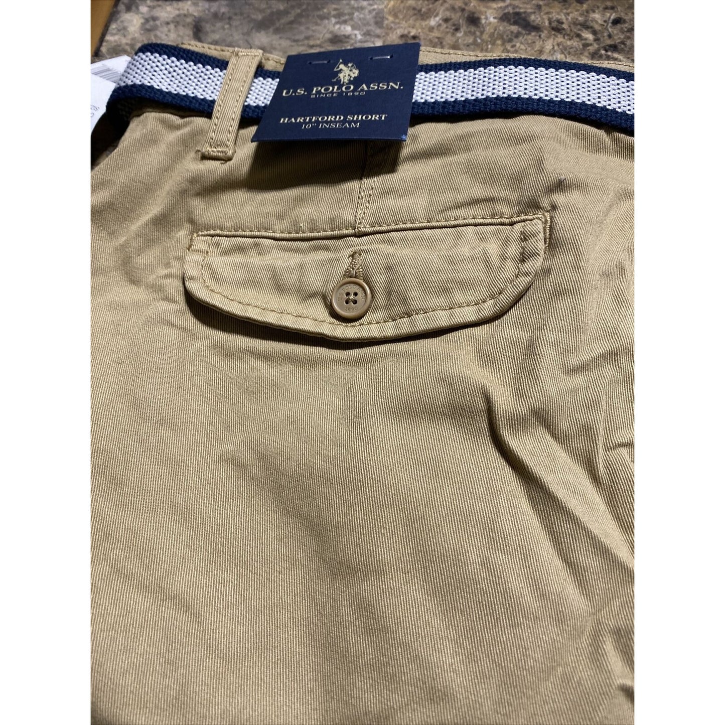 US Polo Assn.  Men’s size 34x10 Belted Khaki shorts New with Tags