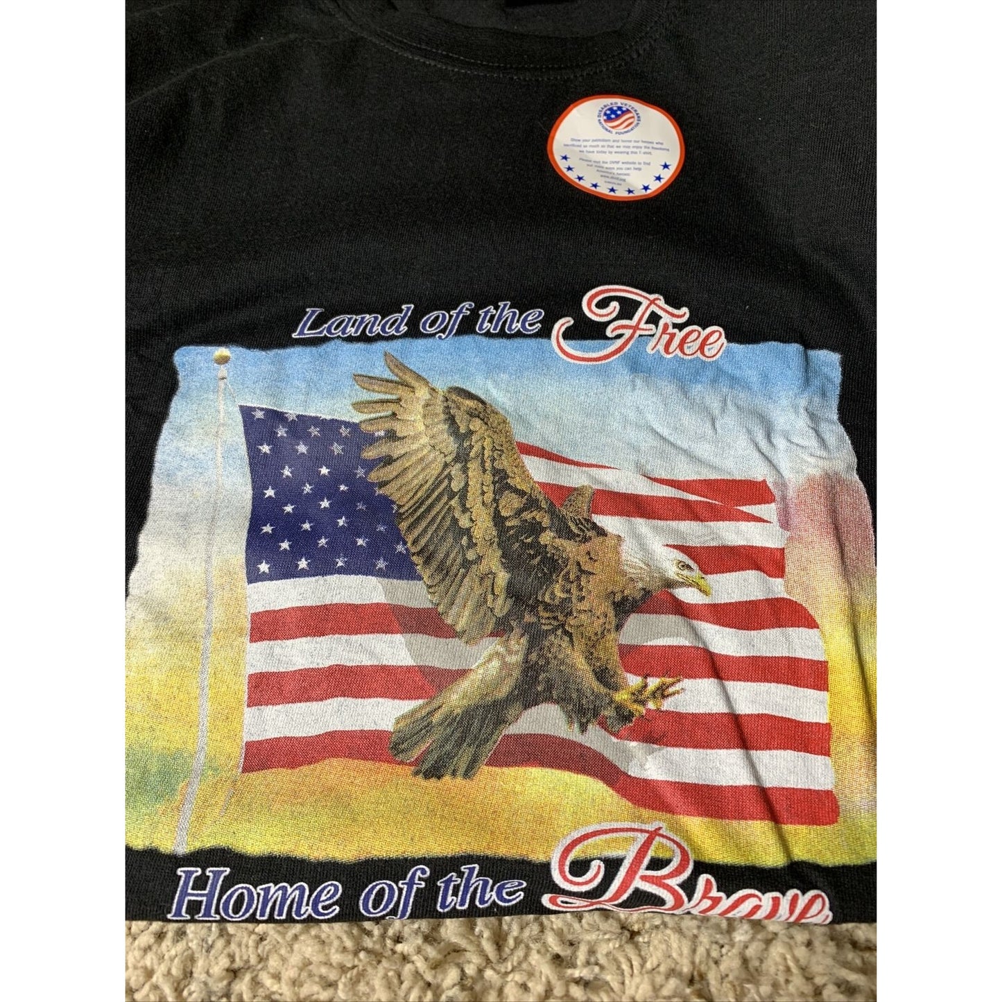 T-Shirt Land Of The Free Home Of The Brave by Disabled Veterans Size: Large