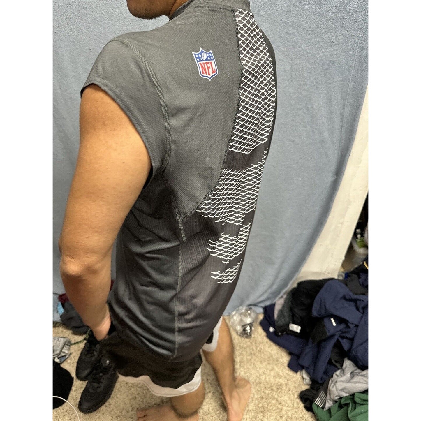 Men’s NFL On Field Apparel Muscle Shirt Gray New York Jets Shirt Large