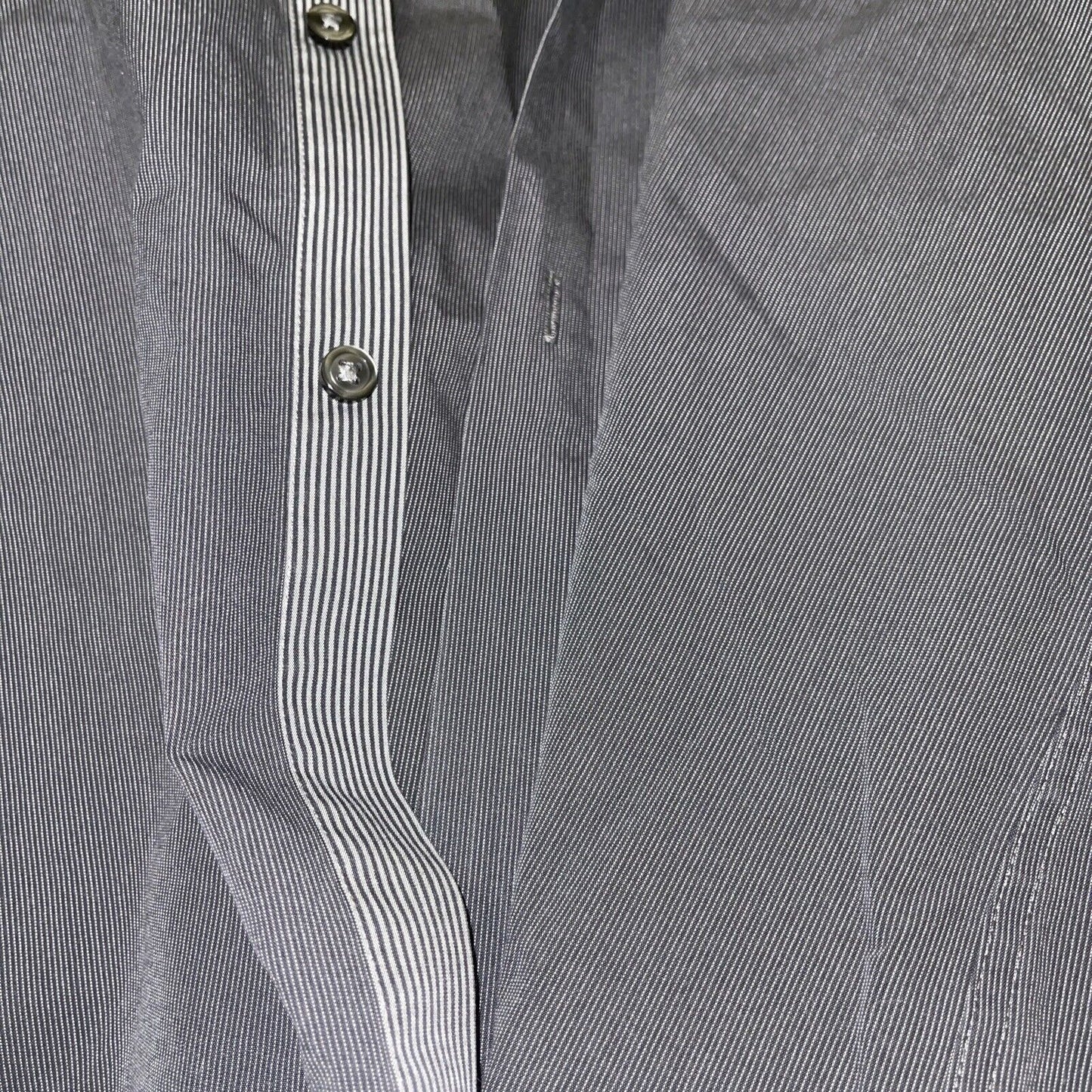 Men’s Calvin Klein Slim Fit button Up Dress Shirt Dark Gray Stripes Size 18