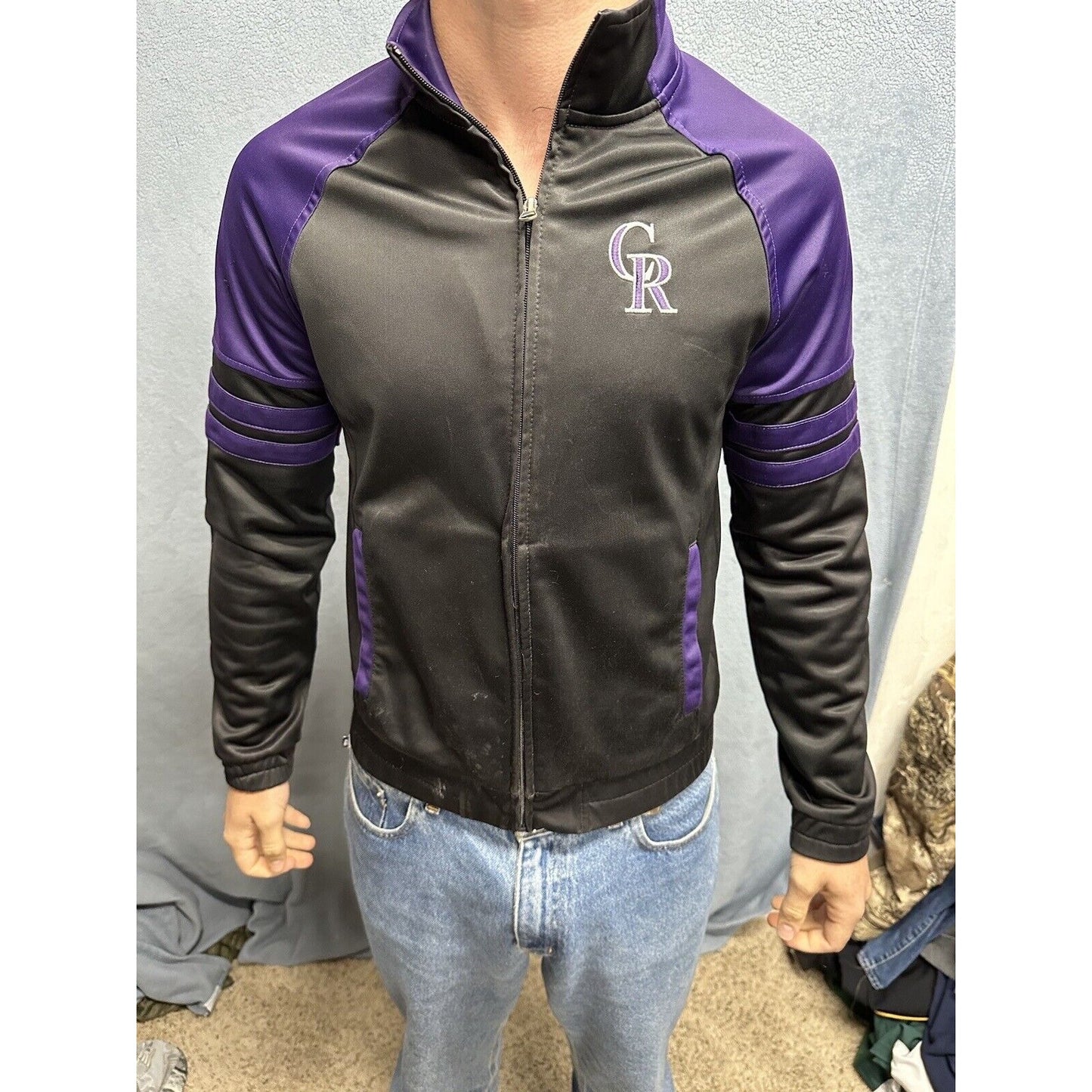 Men’s Carl Banks MLB Genuine Merchandise Purple Black Colorado Rockies M Jacket