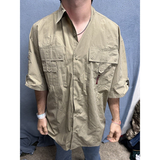 Men’s Khaki Raider Jean Company Large Short Sleeve Button Up Shirt