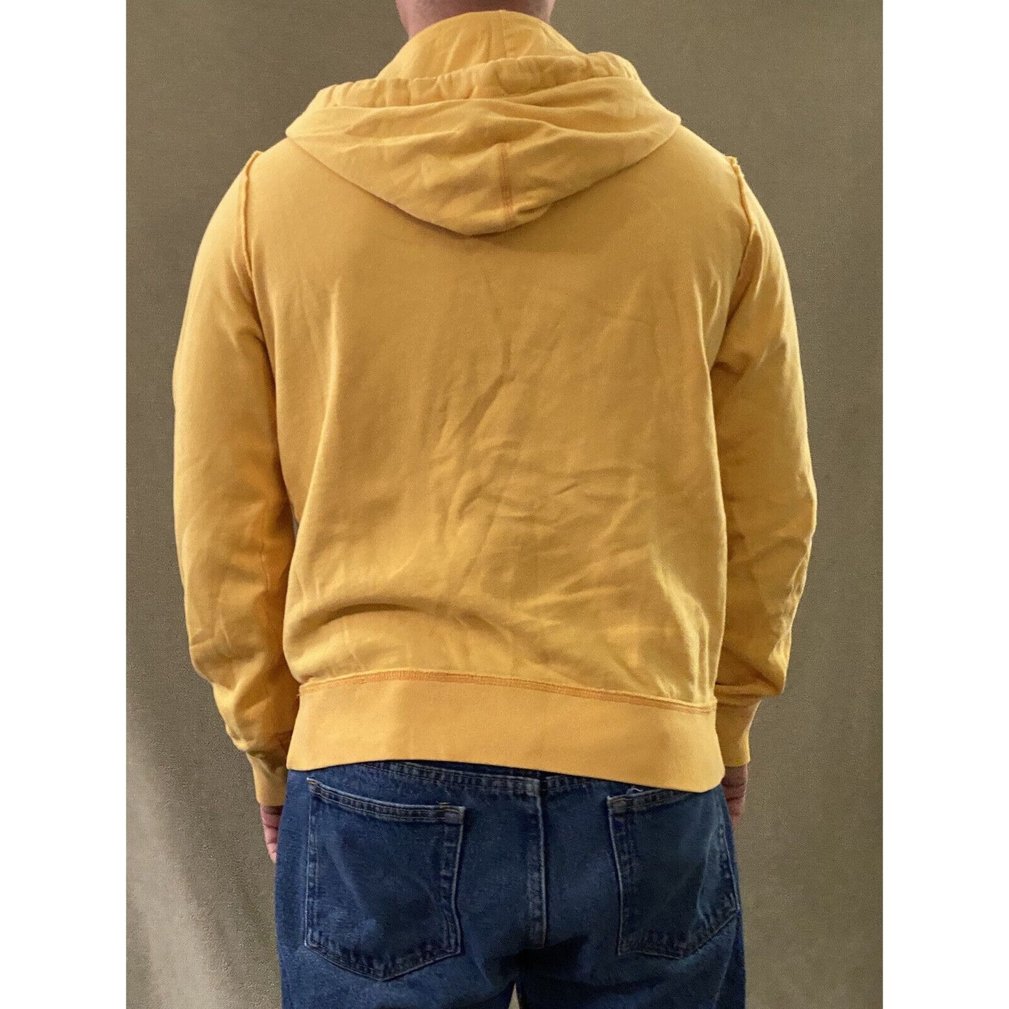 Authentic Aeropostale Men’s Medium Yellow Blue Logo Full-zip Hoodie Sweatshirt