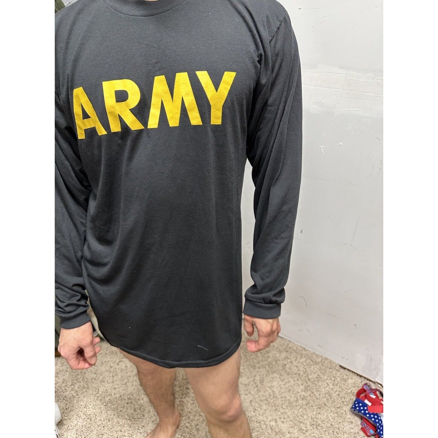 Men’s Black Medium Army Long Sleeve Apfu Fitness Uniform