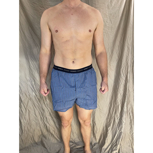 men's large hanes confort flex blue Striped boxer shorts