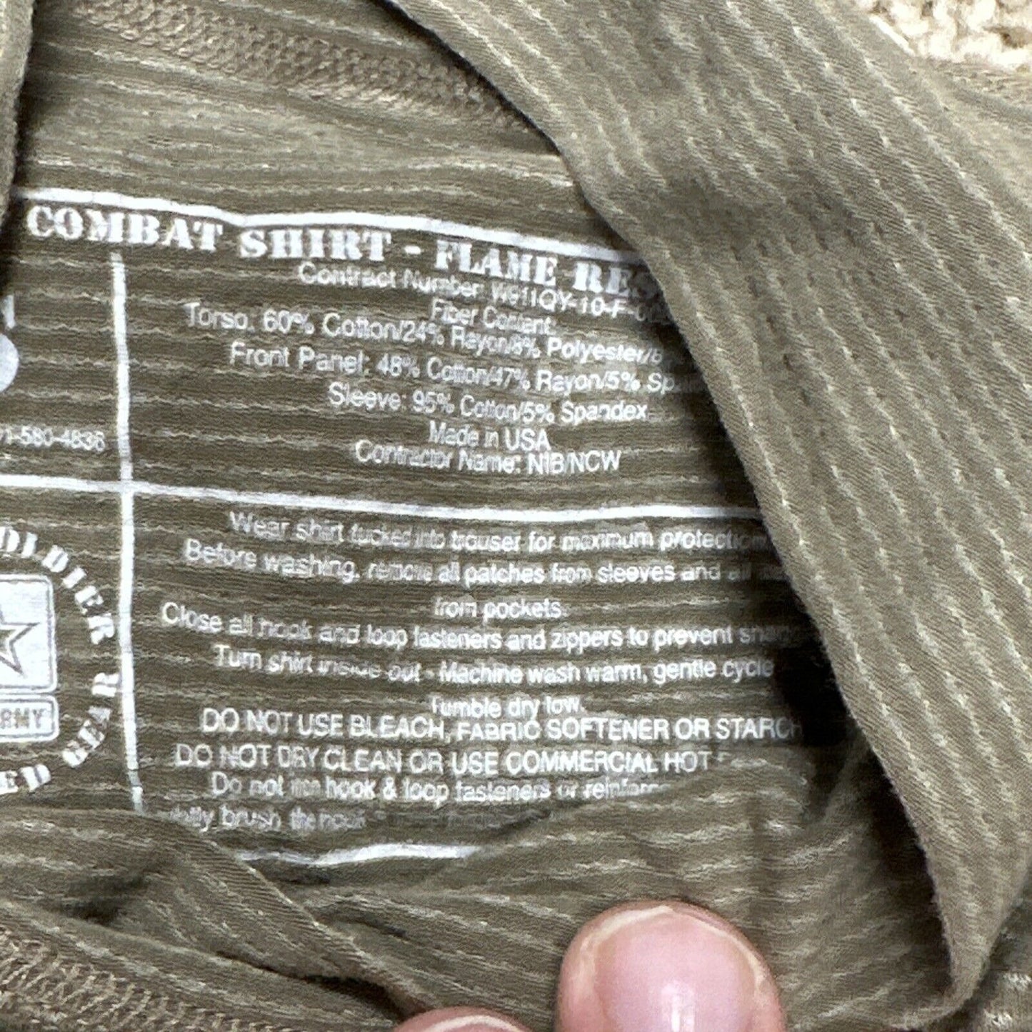 Men’s Army Combat Shirt Flame Resistant Size Small Ocp Pattern