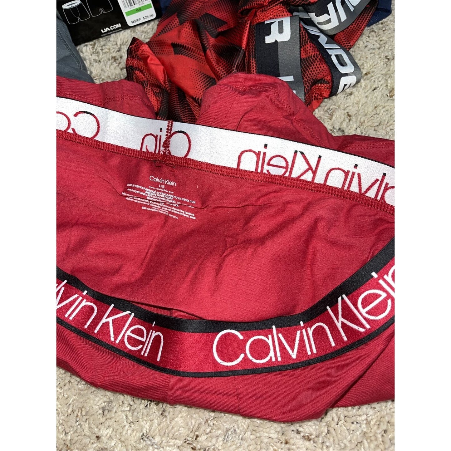 men's red calvin klein boxer brief large