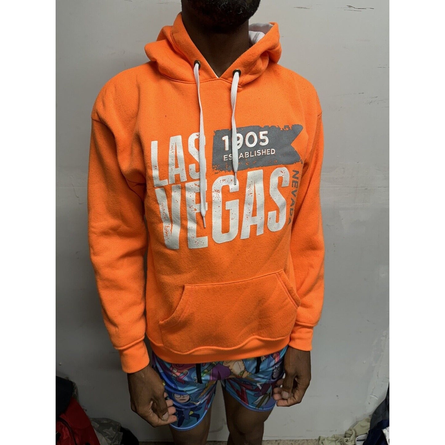 Men’s Neon Orange Wear Code Medium Las Vegas Pull Over Hoodie