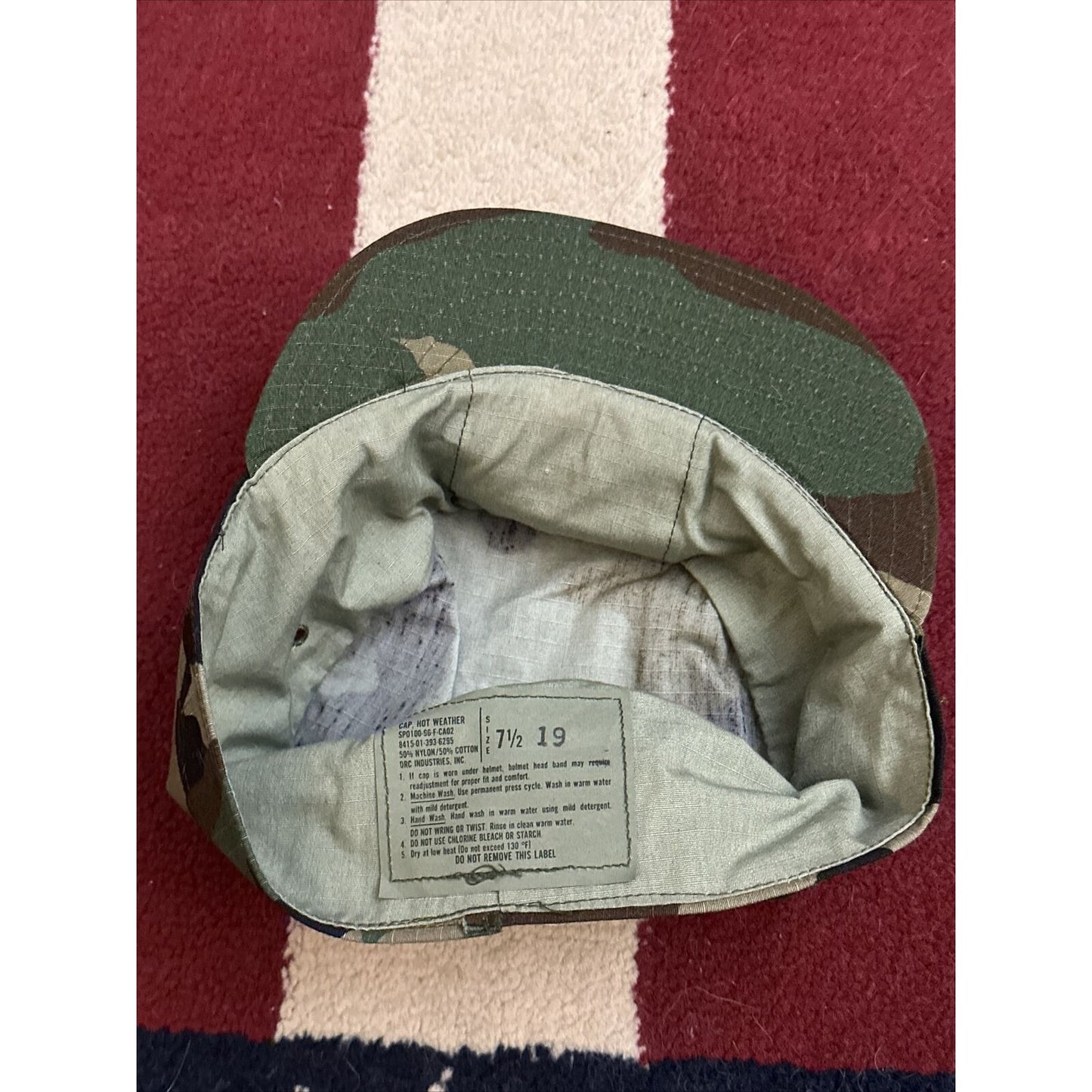 military cap hat cover BDU battle dress uniform camo 7 1/2