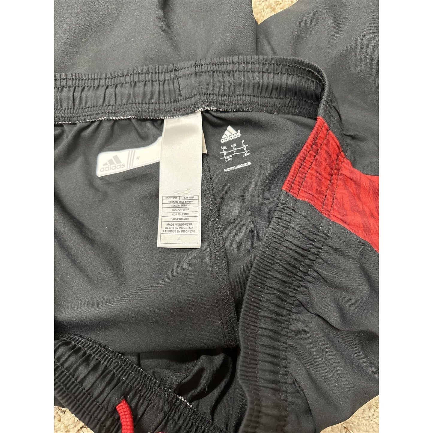 Men’s Large Black Adidas Athletic Shorts With Pockets Cardinals Logo