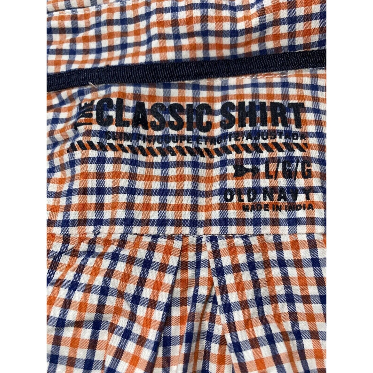 Men's Old Navy 'The Classic Shirt' Checked (blue + orange) Large Long Sleeves