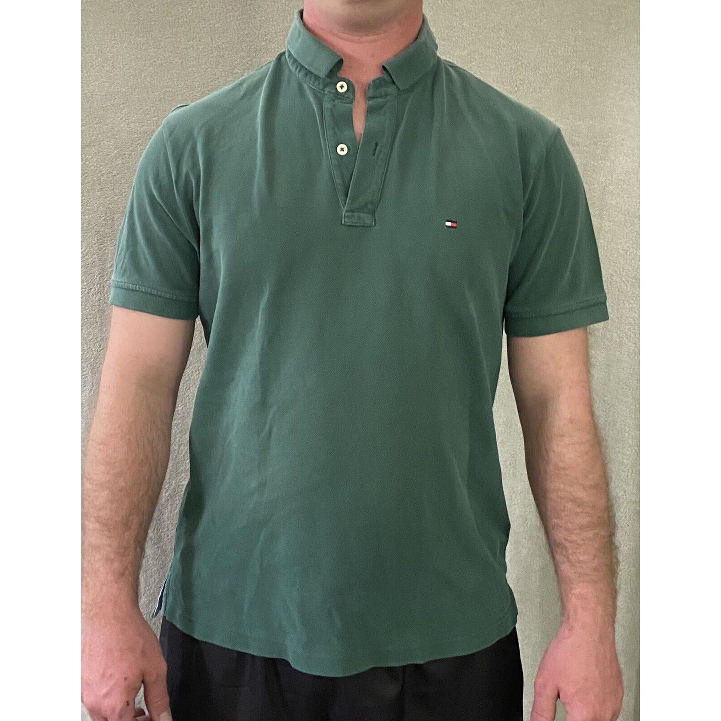 Tommy Hilfiger Green Men’s Large Cotton Polo Shirt