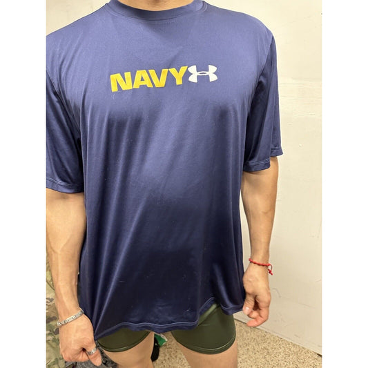 Men’s Dark Blue Under Armour Short Sleeve Navy Heat Gear Loose Large Tshirt