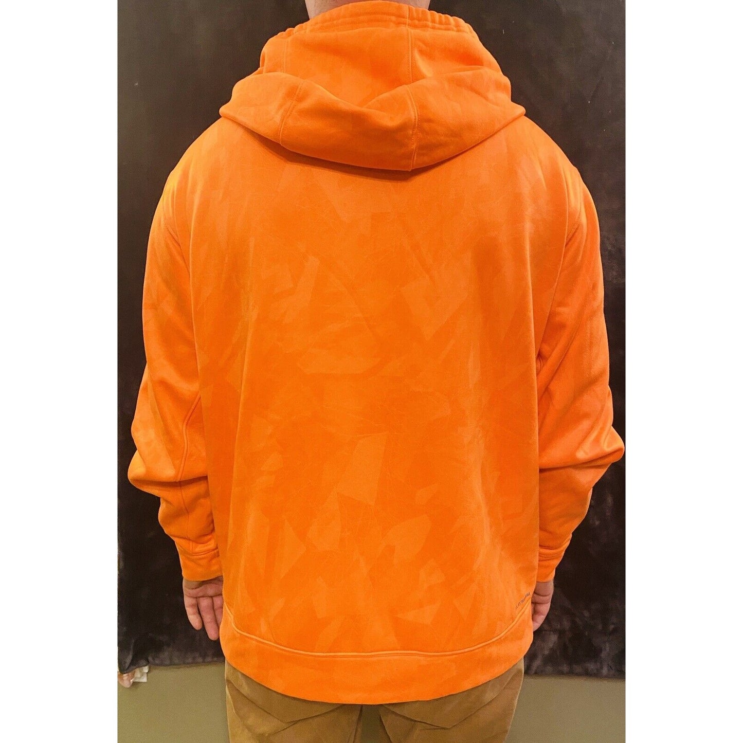 Vintage REEBOK XL Polyester Bright Orange Zip-up Hoodie w/ Geometric Design