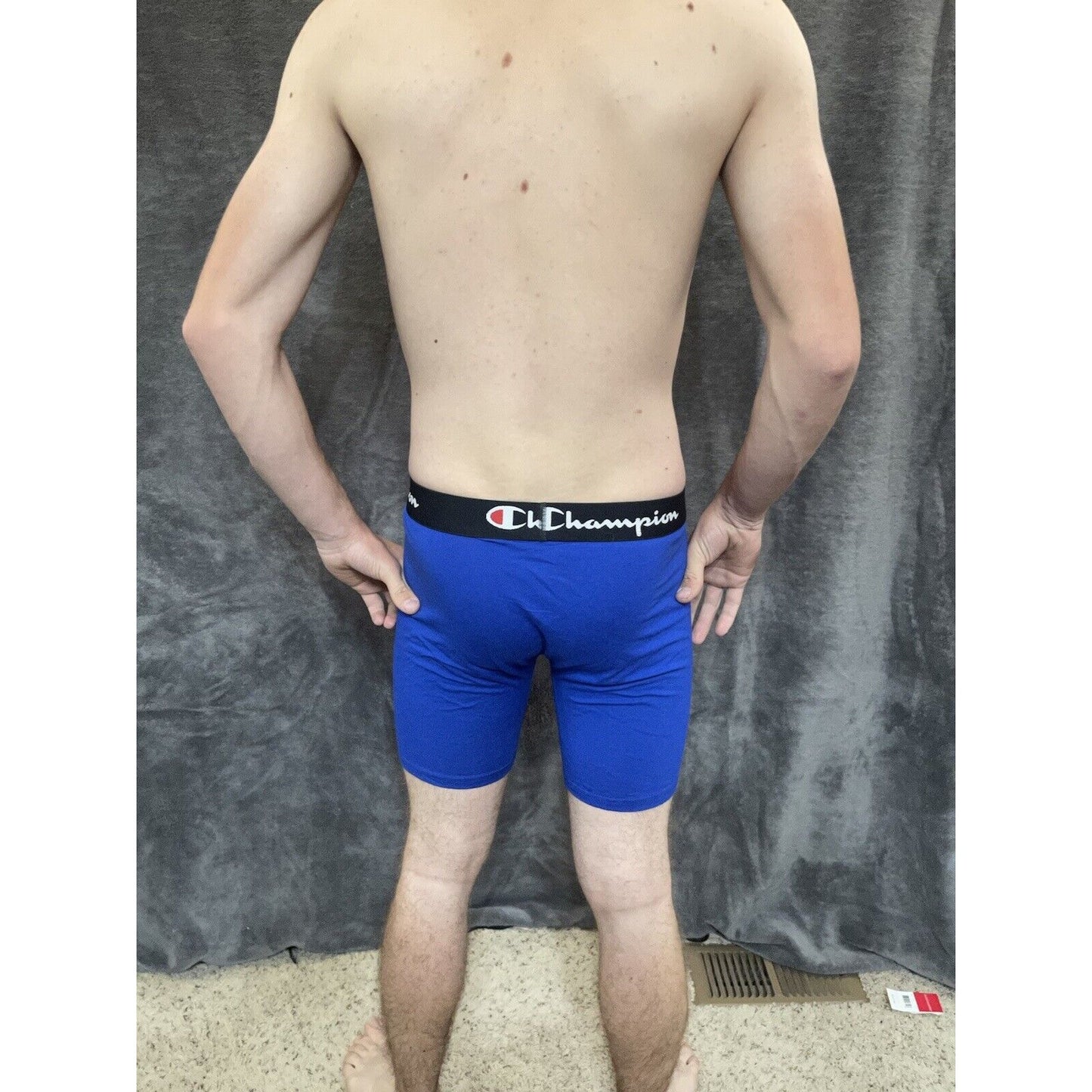 men's medium royal blue champion boxer brief 5% spandex