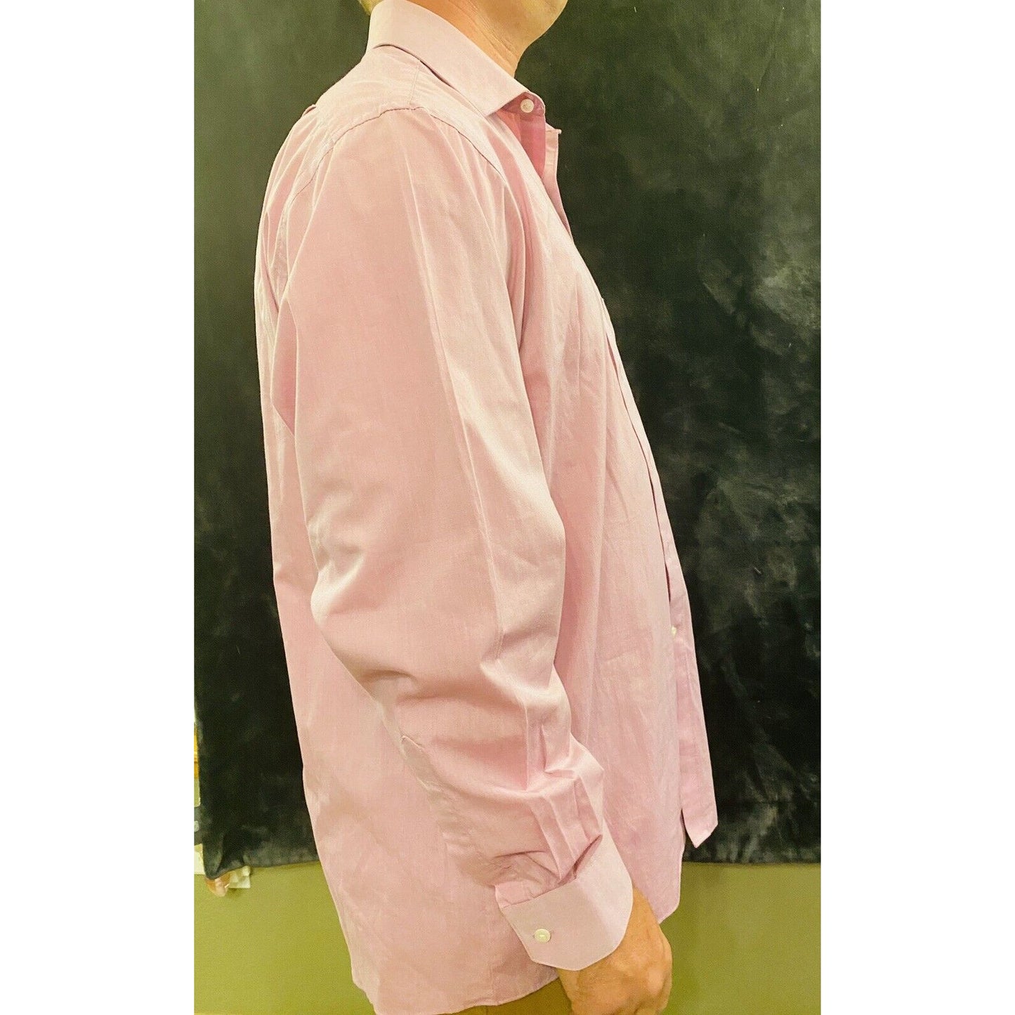 VAN HEUSEN SIZE L 16-16 1/2 34/35 WRINKLE FREE REG FIT PINK LONG SLEEVE SHIRT