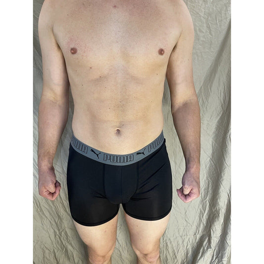 men's medium puma compression shorts black with gray band