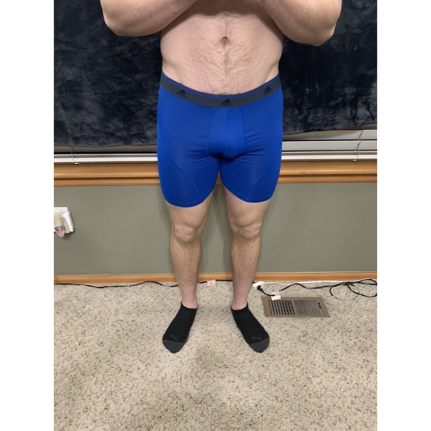 Men’s Adidas 9% Spandex Compression Shorts Royal Blue XL