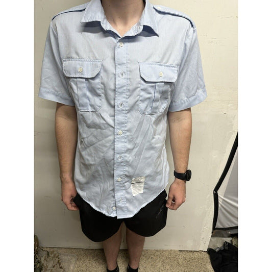 Men’s Dress Blues Shirt USSF USAF Coast Guard Uniform Short Sleeve Size 15