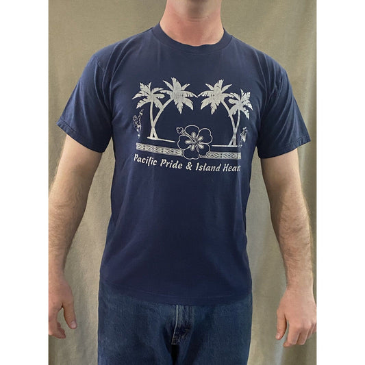 Fruit of the Loom “Pacific Pride & Island” Navy Blue Men’s Large Aloha Shirt