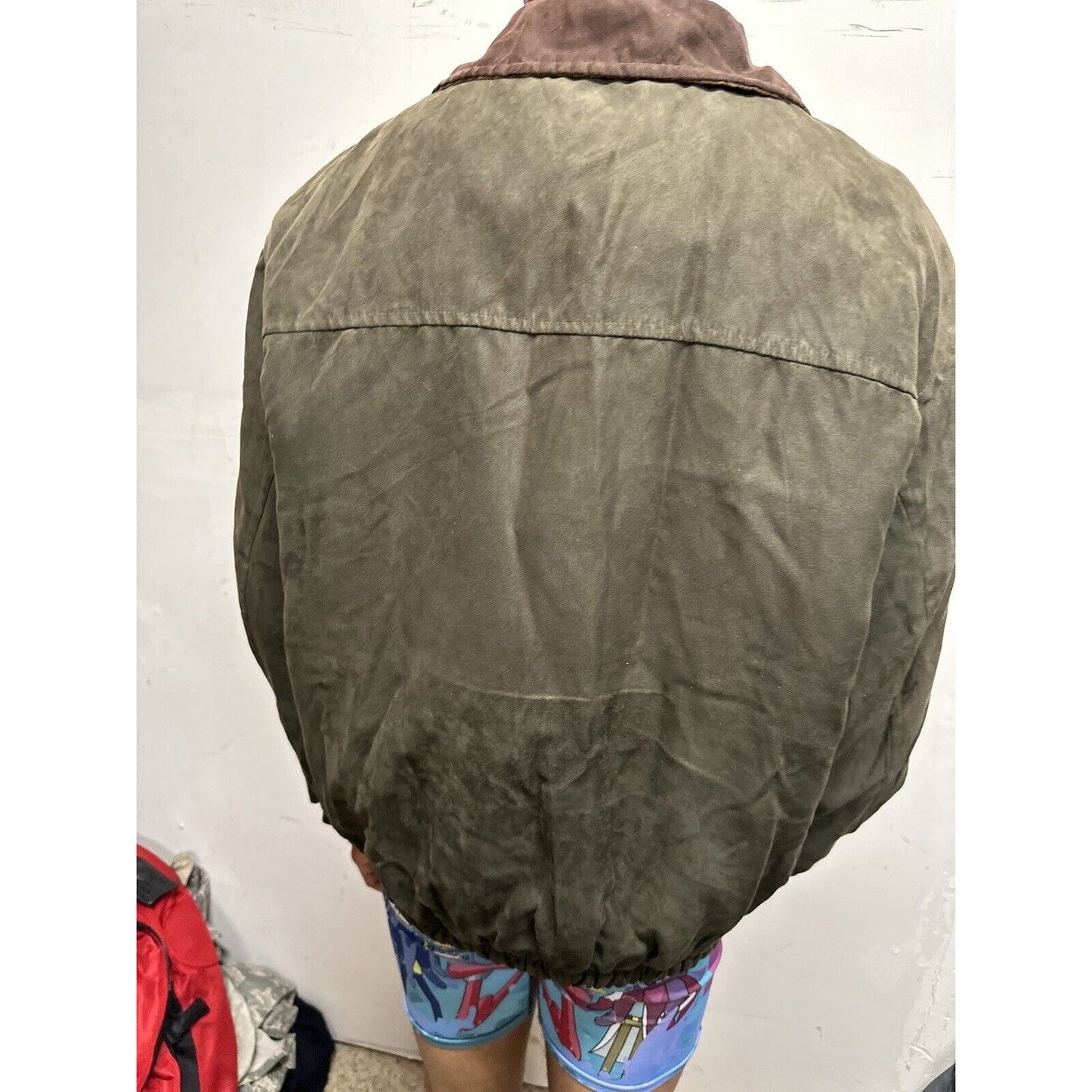 Men’s Forest Green Weather Report Full Zip Jacket Poly Suede Look