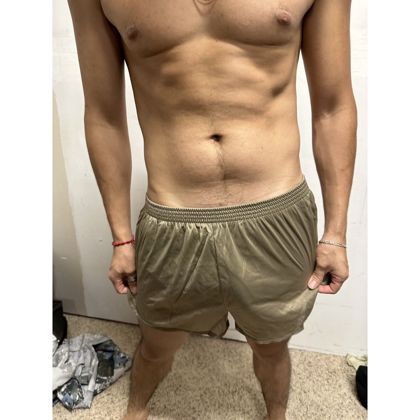 Tan Nylon Soffe Ranger Panties Silkies Running Track Shorts - Men's Medium