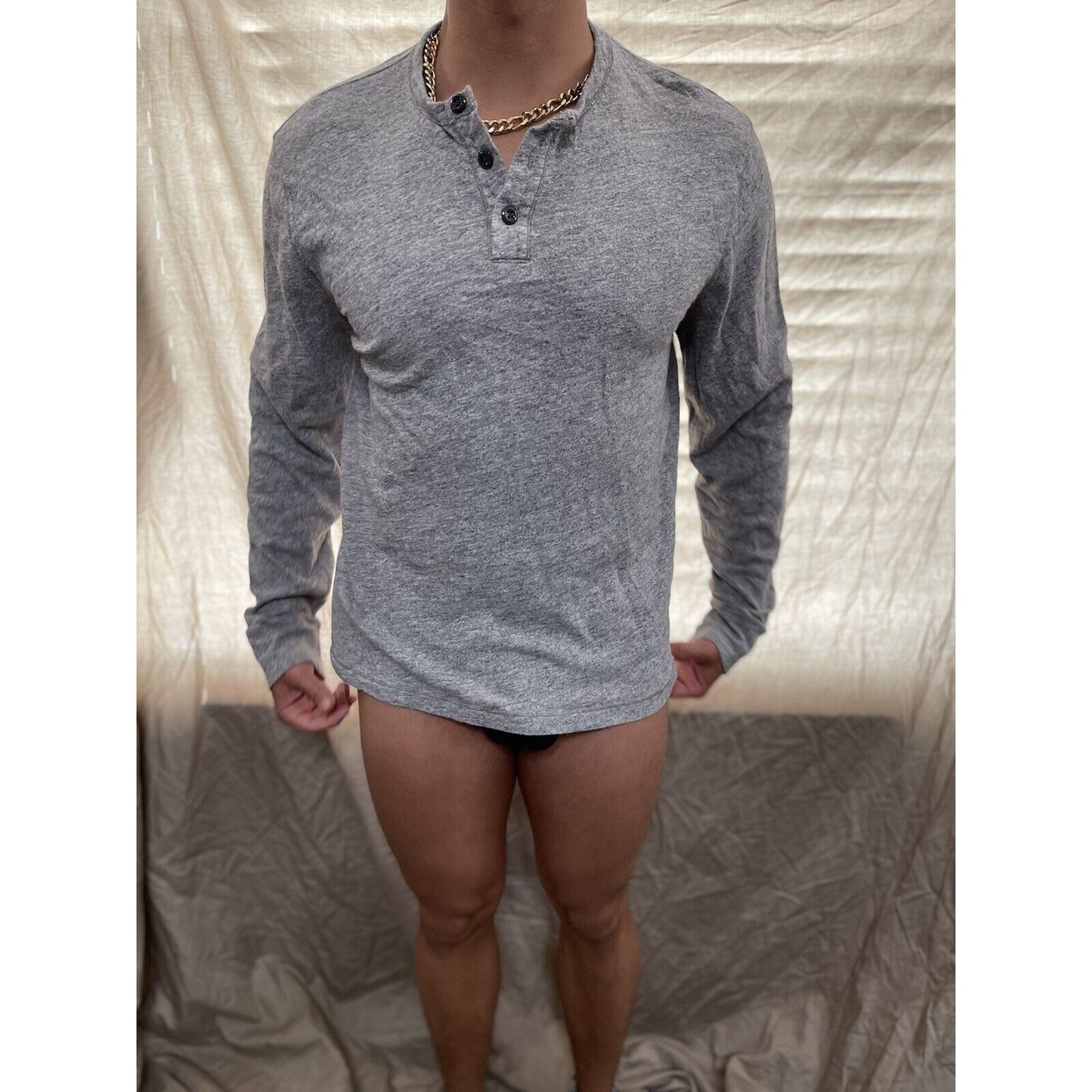 men's lucky brand medium long sleeve pullover gray