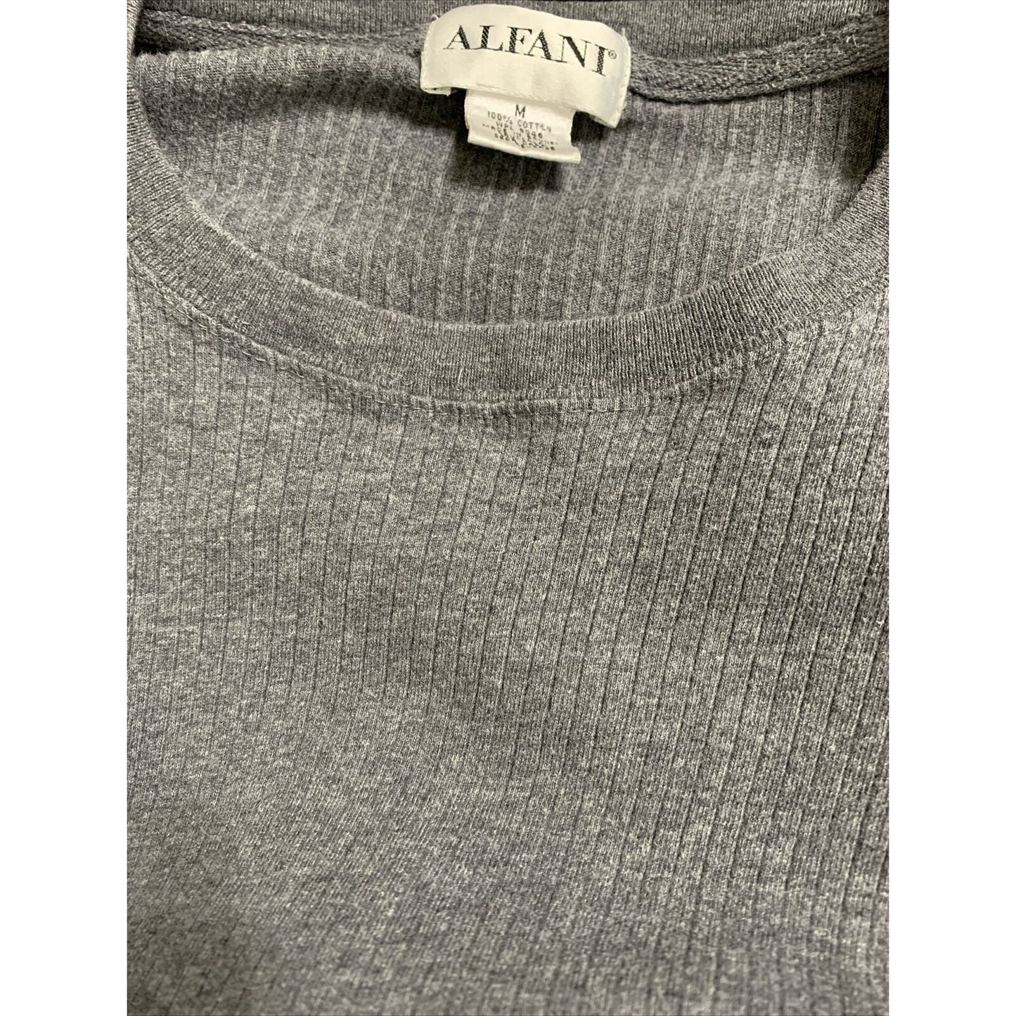 Alfani Mens Stretch Gray Ribbed T-Shirt Medium