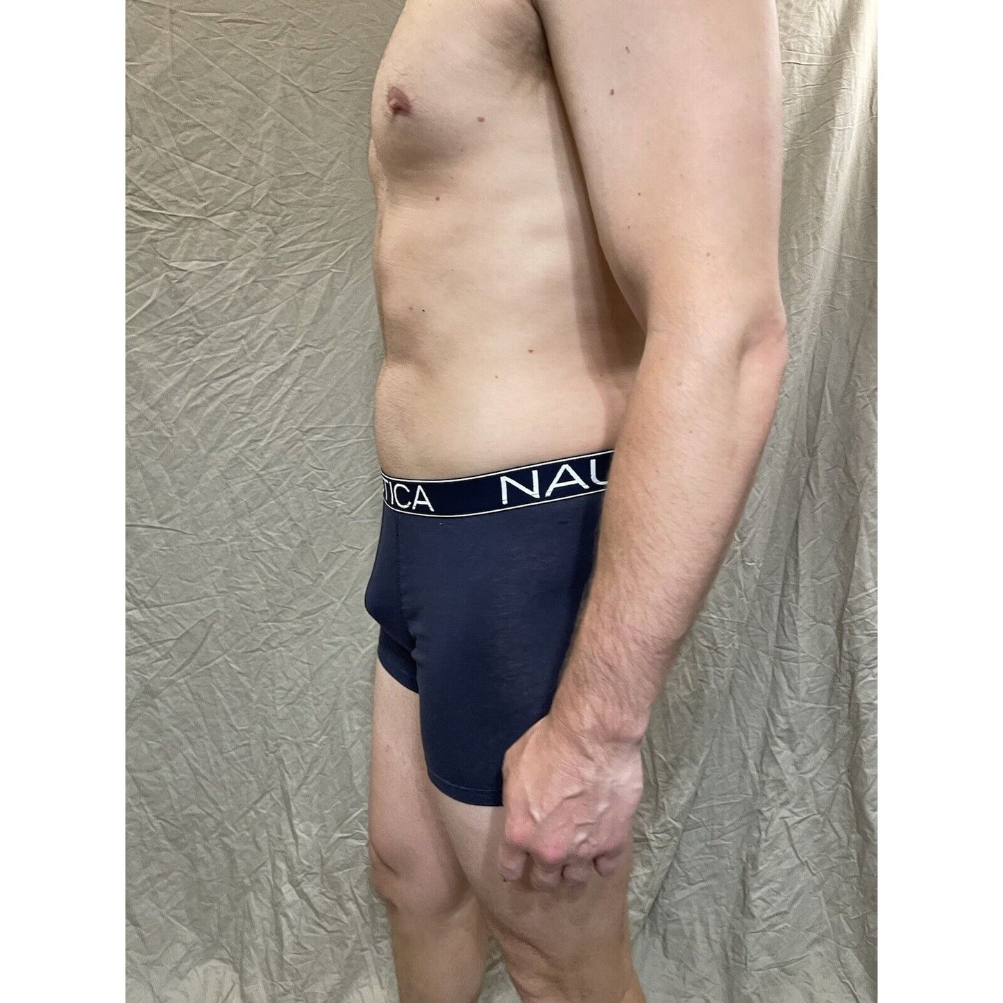 men's nautica 5% spandex boxer brief  Blue Large