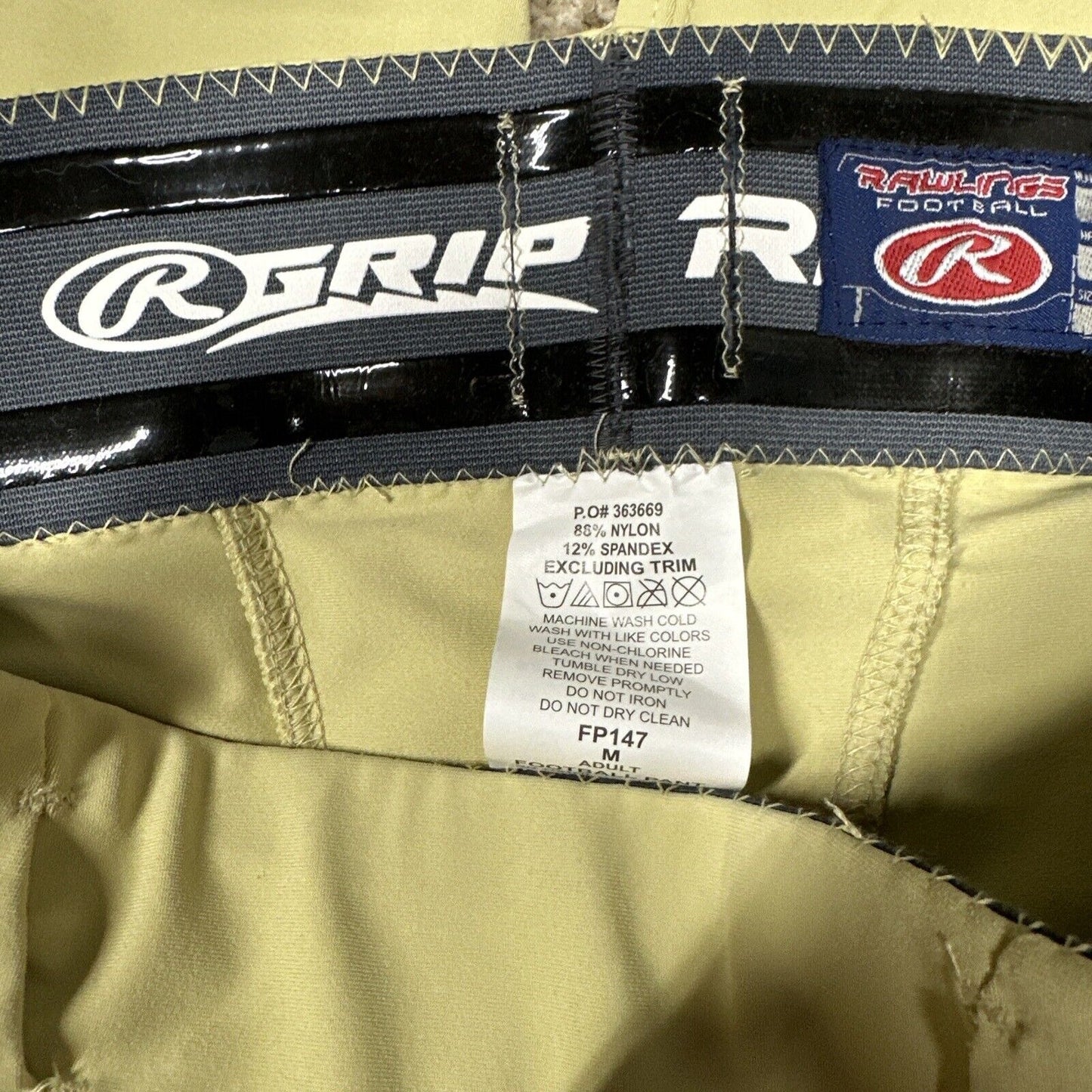 Men’s Gold Rawlings Grip Football Pants Medium