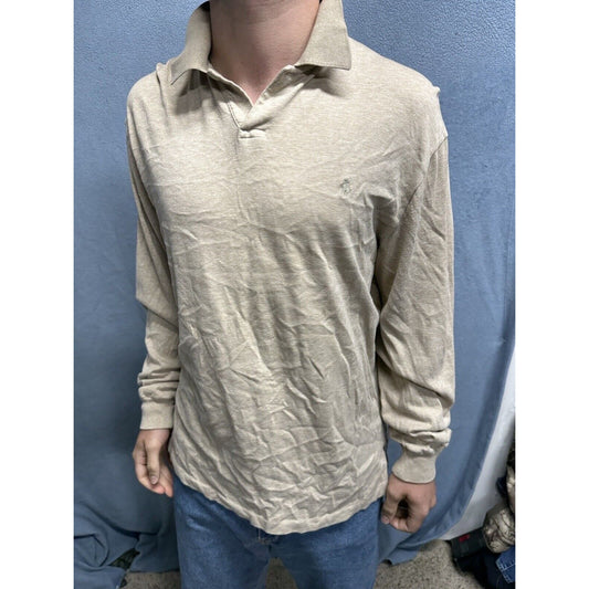 Men’s Tan Polo By Ralph Lauren Long Sleeve Large Long Sleeve Pullover Shirt