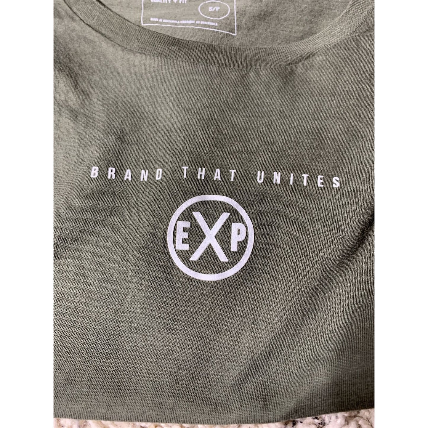 Men's Express T-Shirt Brand That Unites Graphic, Olive Green, New without tags