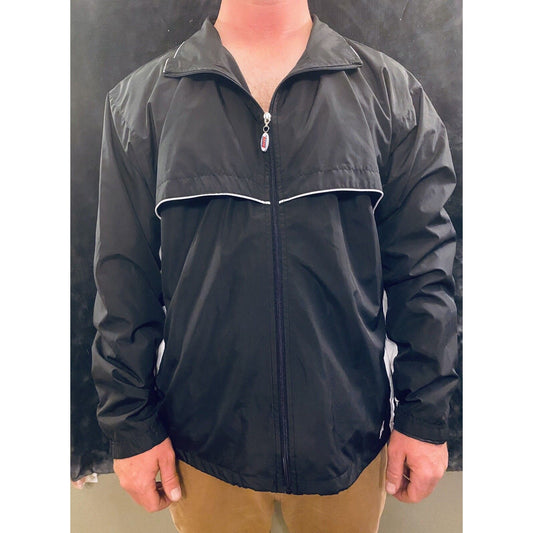 Soffe Men’s  Full Zip Polyester Track Jacket Black/White Large