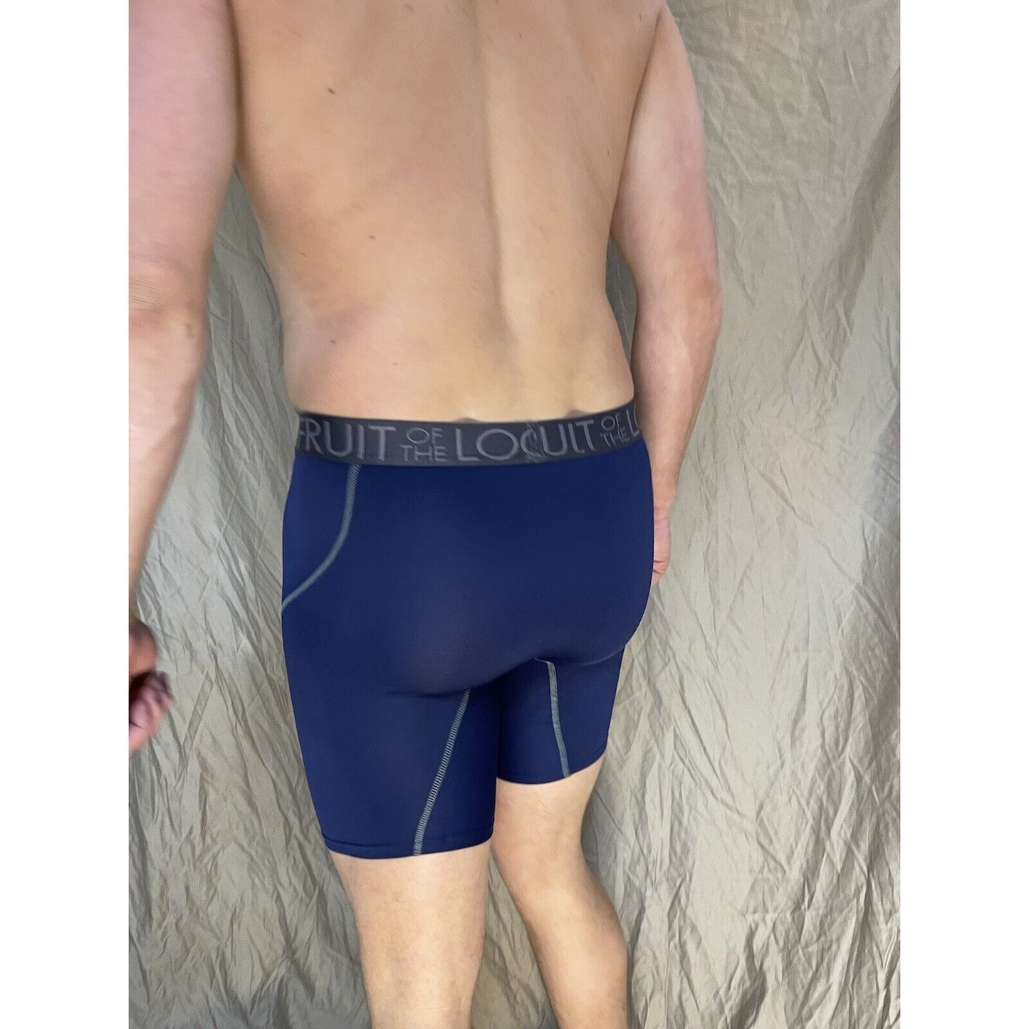 men's fruit of the loom dark blue compression boxer briefs medium